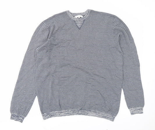 Lakeland Mens Blue Striped  Pullover Jumper Size L