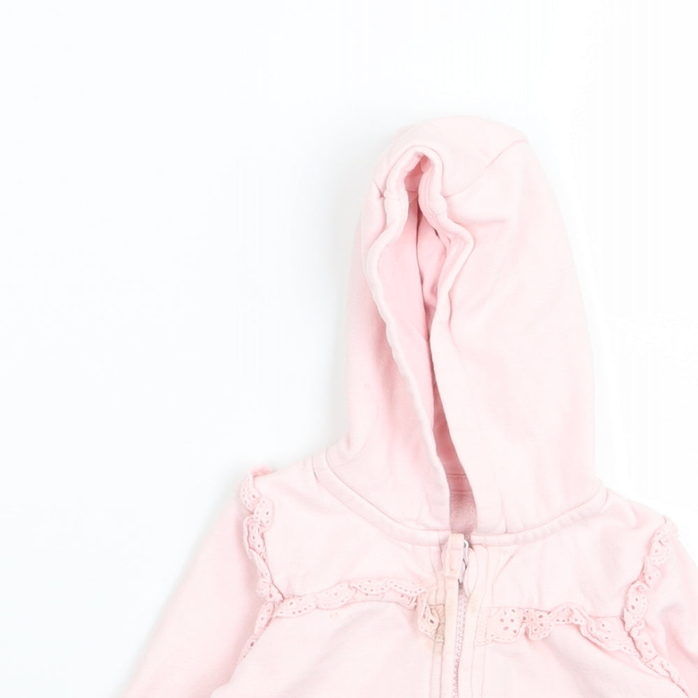 Asda George Girls Pink   Full Zip Jumper Size 9-12 Months