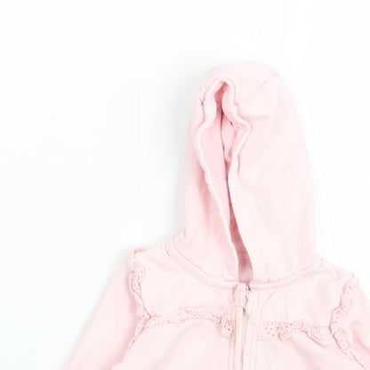 Asda George Girls Pink   Full Zip Jumper Size 9-12 Months
