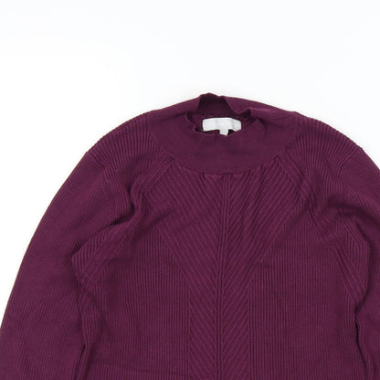 Close-up detail of Red Herring women’s purple jumper, size UK 14