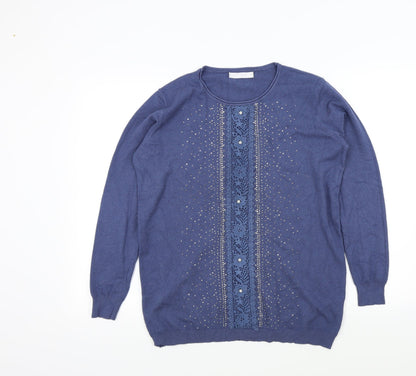 just one Womens Blue   Pullover Jumper Size XL  - sparkle detail
