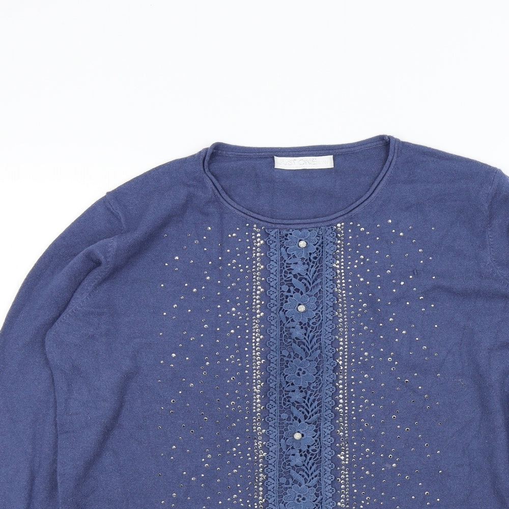 just one Womens Blue   Pullover Jumper Size XL  - sparkle detail