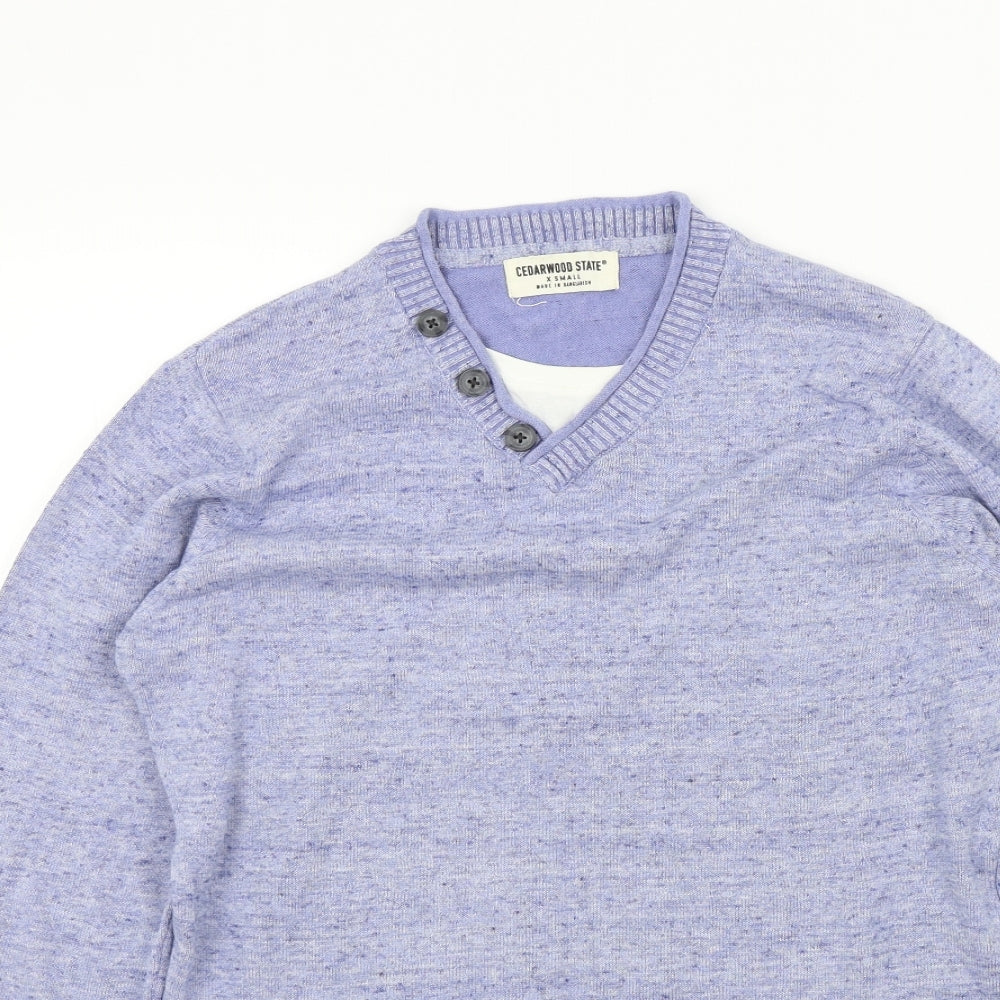 ceaderwood Mens Blue   Pullover Jumper Size XS  - t shirt neck line