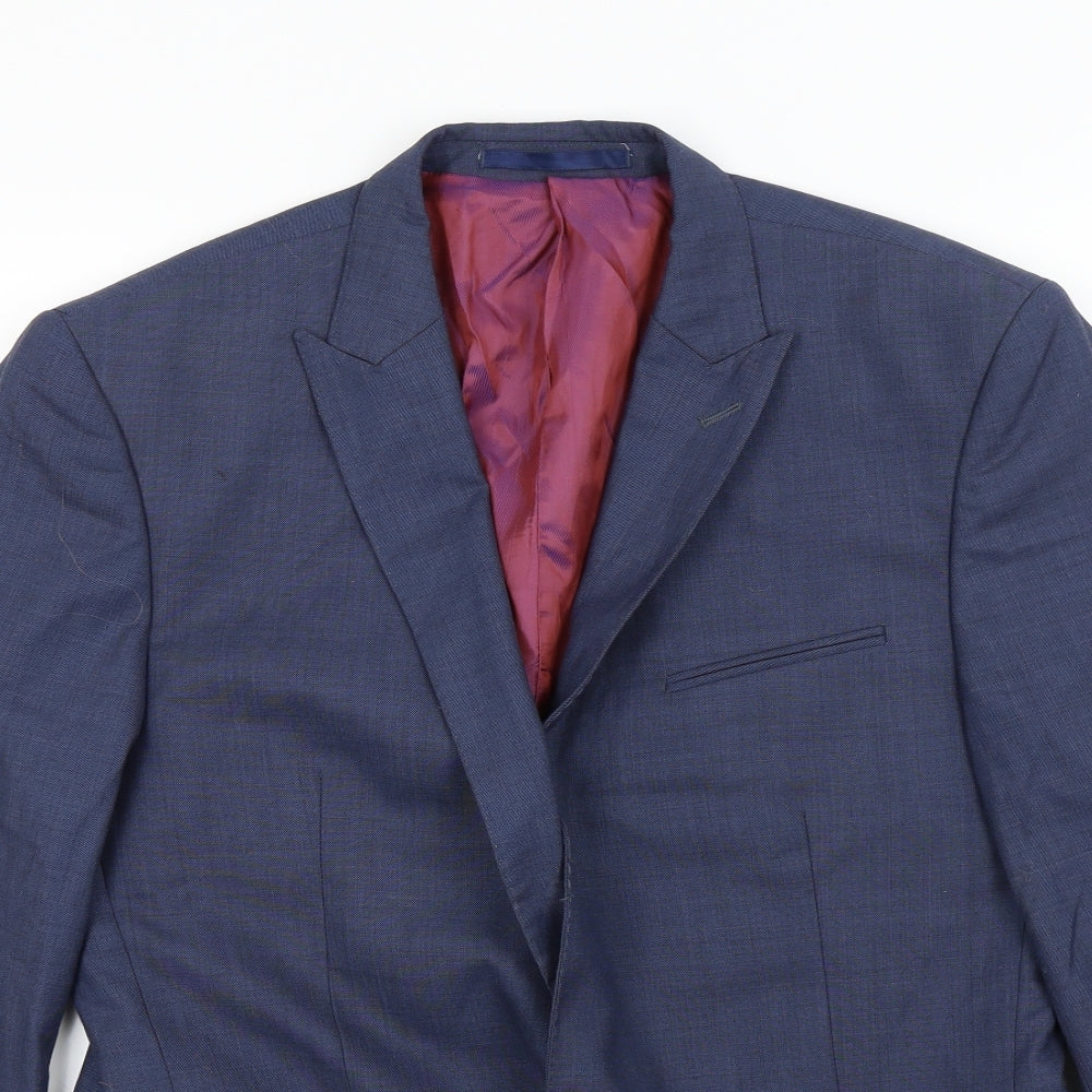 Ceader wood state Mens Blue Houndstooth  Jacket Suit Jacket Size 42