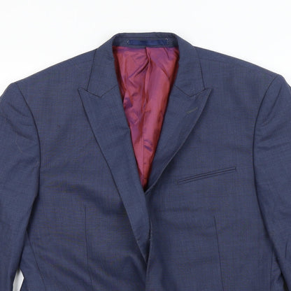 Ceader wood state Mens Blue Houndstooth  Jacket Suit Jacket Size 42