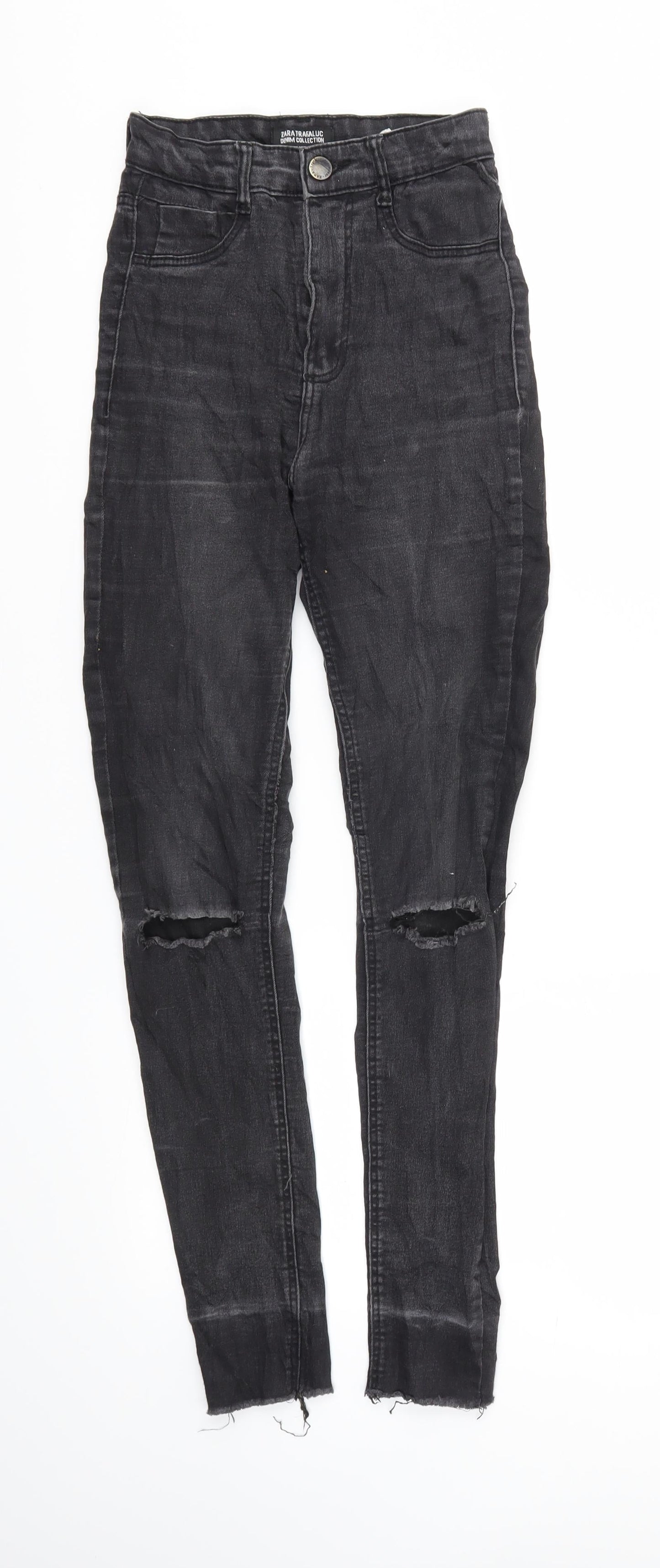 Zara Womens Black Houndstooth  Skinny Jeans Size 32 L28 in