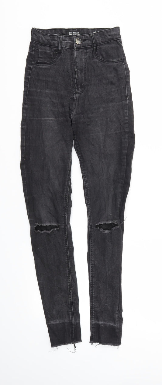 Zara Womens Black Houndstooth  Skinny Jeans Size 32 L28 in