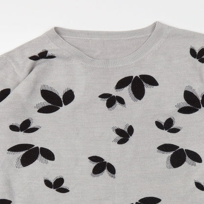M&S Womens Grey Floral  Pullover Jumper Size 12
