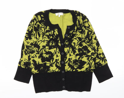 Kenar Womens Black Floral  Cardigan Jumper Size L