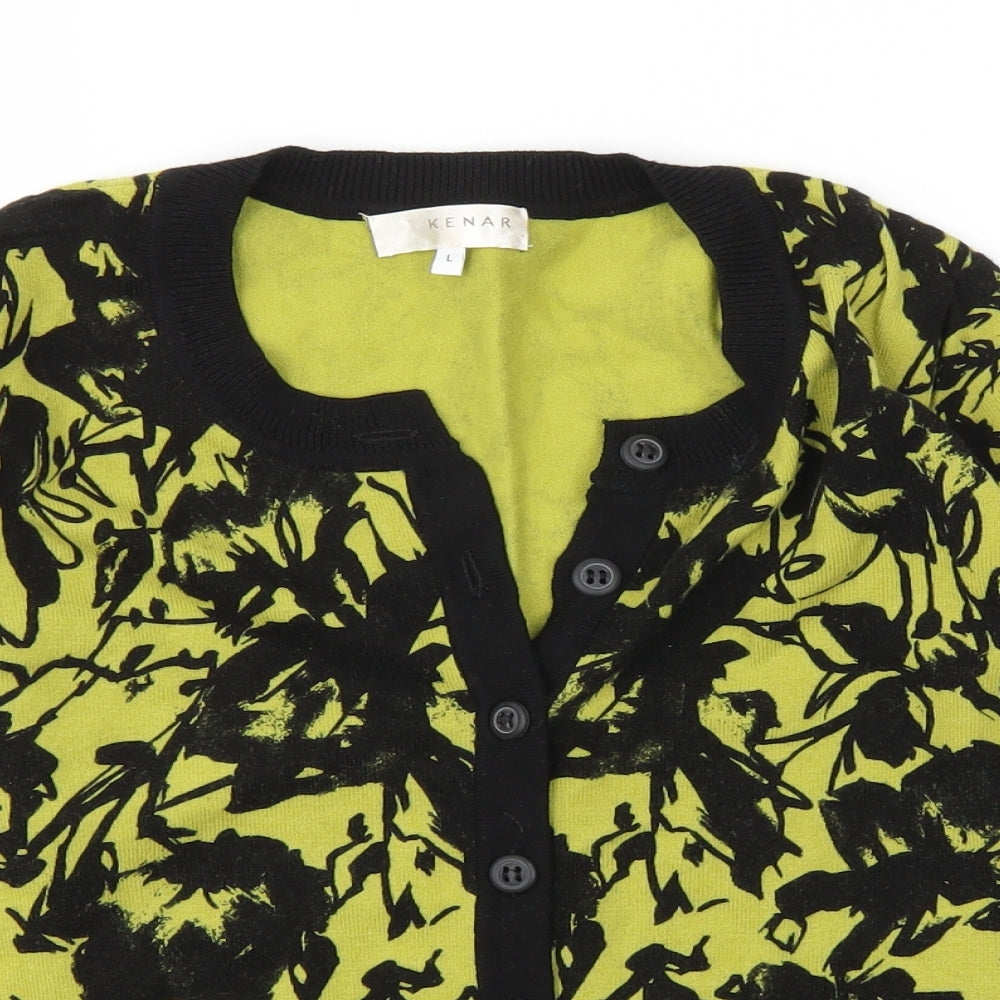 Kenar Womens Black Floral  Cardigan Jumper Size L