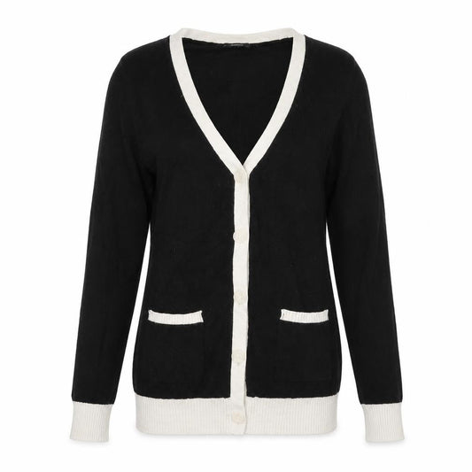 Front view of Papaya women’s black cardigan jumper, size UK 10
