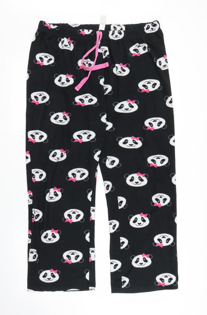 Preworn Womens Black Animal Print Fleece Chemise Pyjama Pants Size L  - Panda