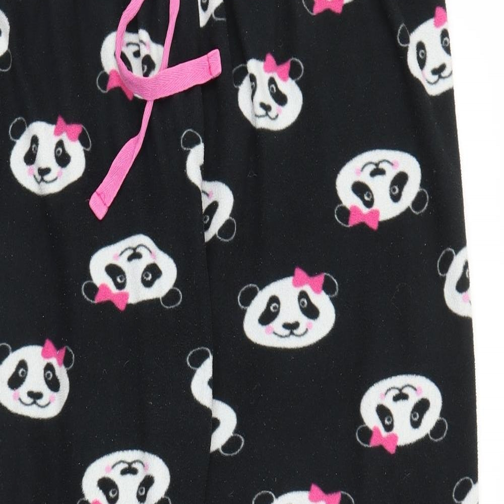 Preworn Womens Black Animal Print Fleece Chemise Pyjama Pants Size L  - Panda