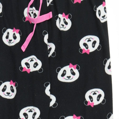 Preworn Womens Black Animal Print Fleece Chemise Pyjama Pants Size L  - Panda