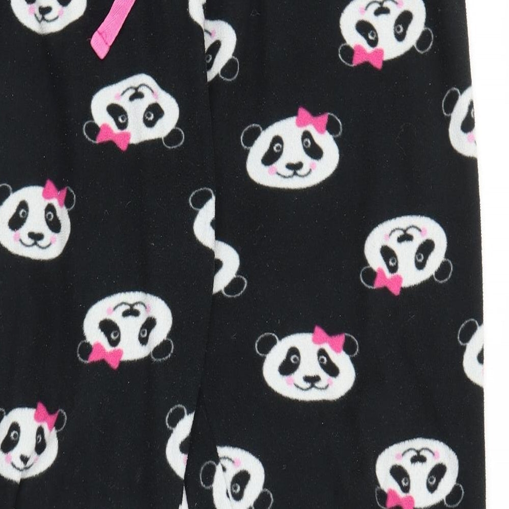 Preworn Womens Black Animal Print Fleece Chemise Pyjama Pants Size L  - Panda