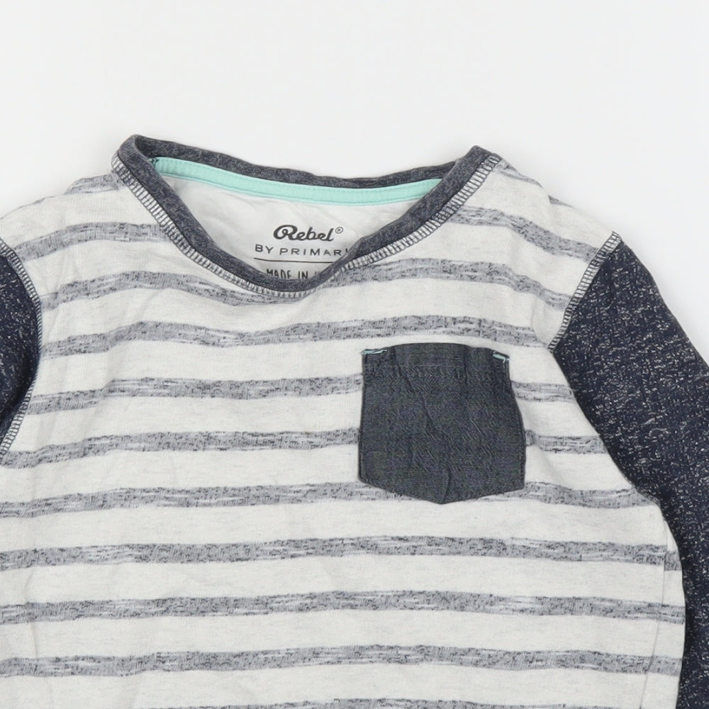 Primark Boys Blue Striped  Pullover Jumper Size 5-6 Years