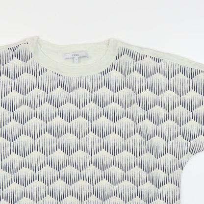 NEXT Womens White Geometric  Basic Blouse Size S