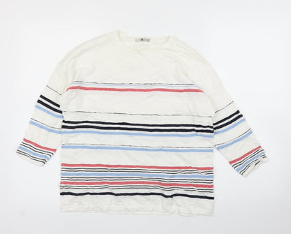 TU Womens White Striped  Pullover Jumper Size 12