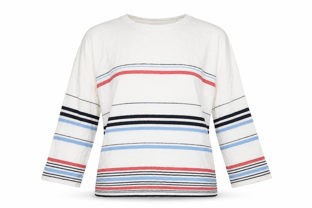 Tu Womens White Striped  Pullover Jumper Size 12