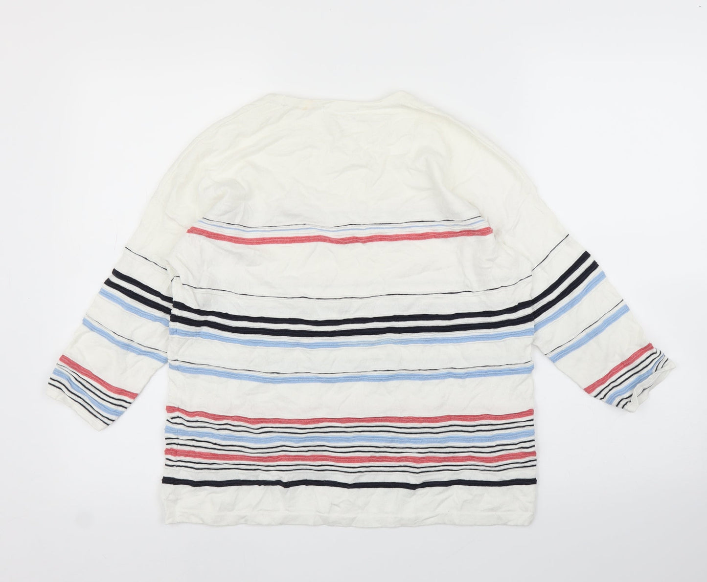 TU Womens White Striped  Pullover Jumper Size 12