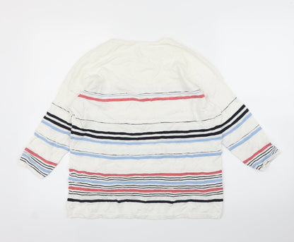 TU Womens White Striped  Pullover Jumper Size 12