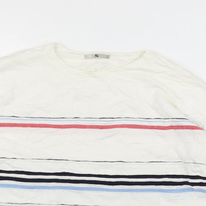 TU Womens White Striped  Pullover Jumper Size 12
