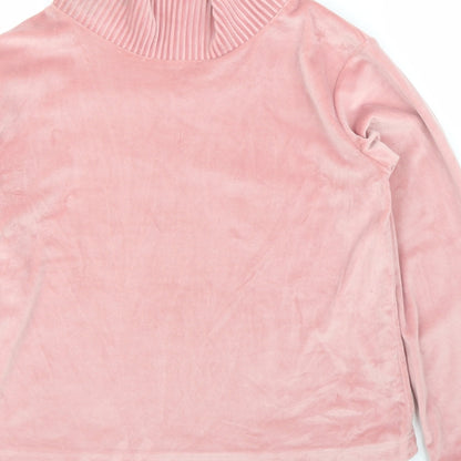 Tu Womens Pink Solid Velvet Top Pyjama Top Size 8
