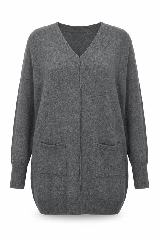 Womens UK Size 14 EAST Grey Tunic Blouse