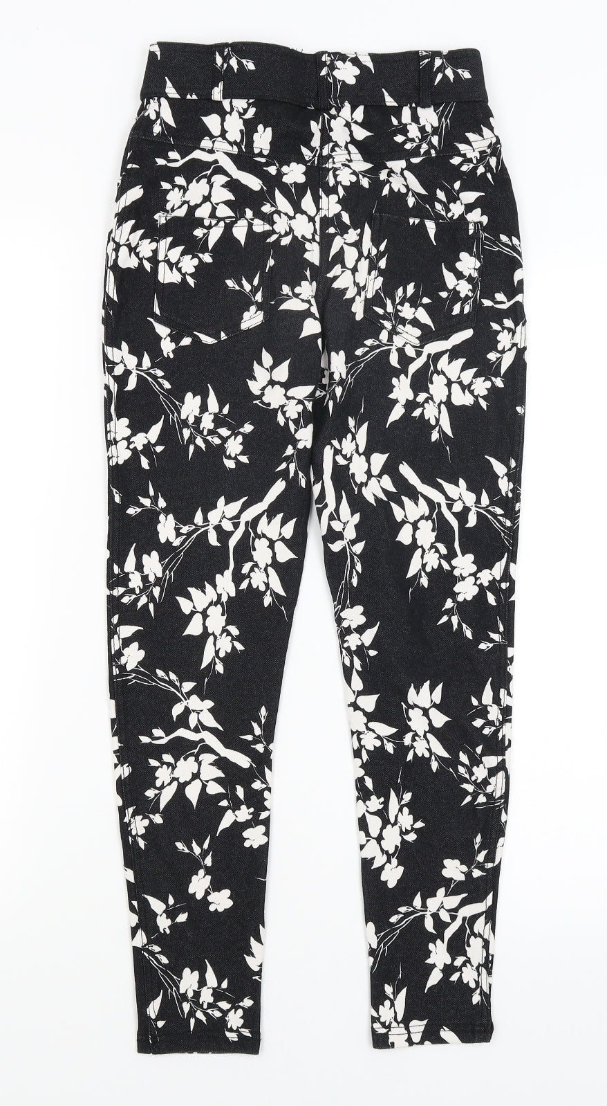 Select Womens Black Floral  Jegging Trousers Size 8 L24 in