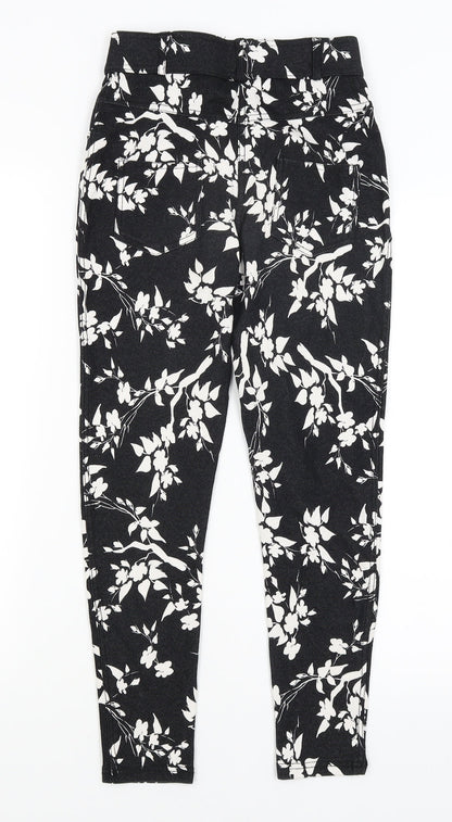Select Womens Black Floral  Jegging Trousers Size 8 L24 in