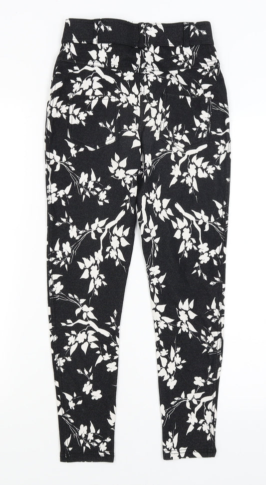 Select Womens Black Floral  Jegging Trousers Size 8 L24 in