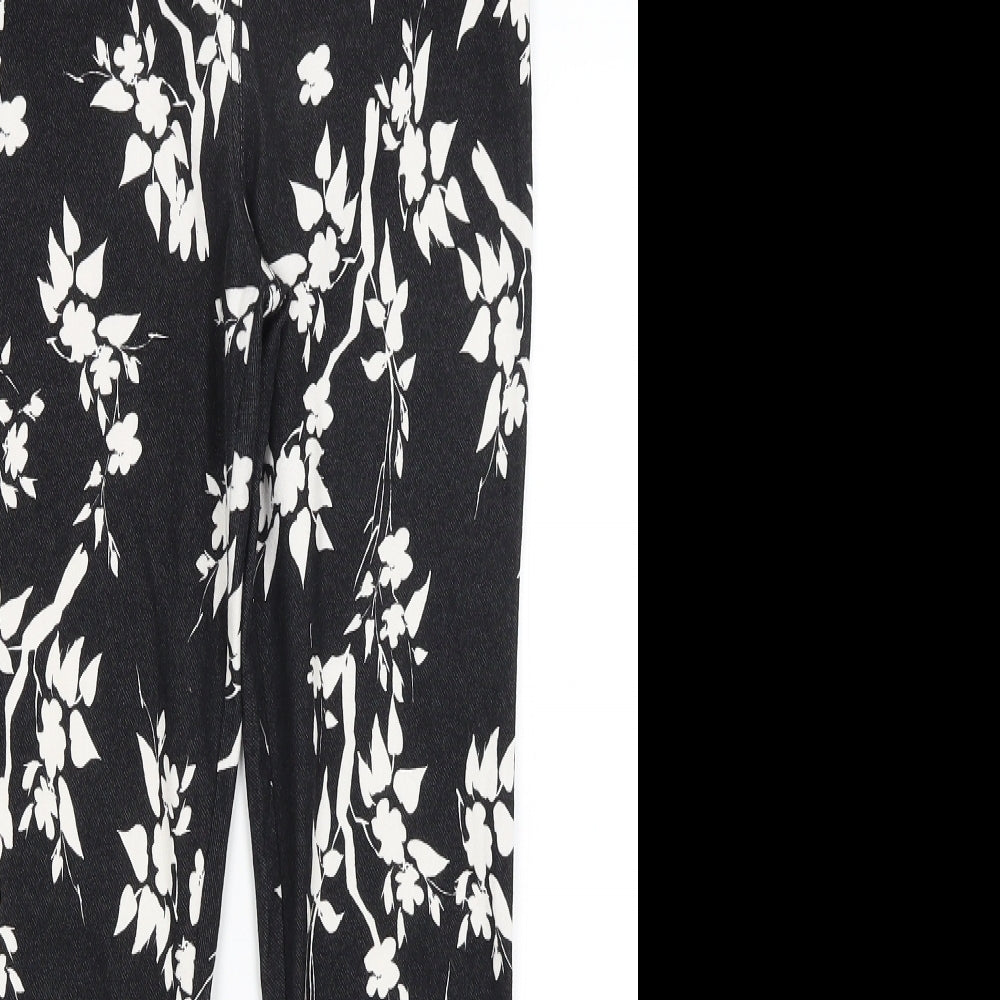 Select Womens Black Floral  Jegging Trousers Size 8 L24 in