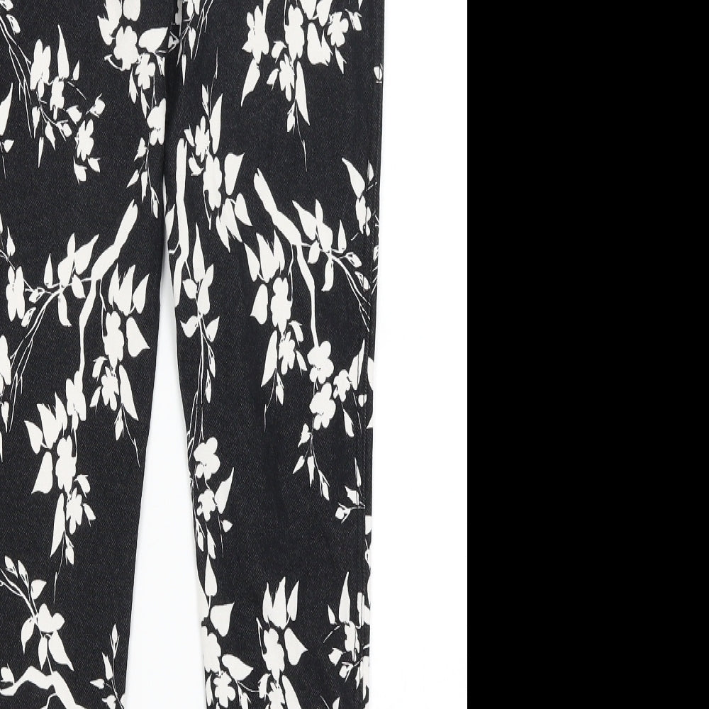 Select Womens Black Floral  Jegging Trousers Size 8 L24 in