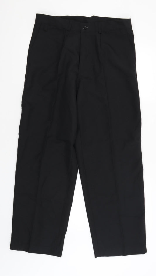 Womens UK Size 16 Preworn Regular Fit Dress Pants Black Trousers