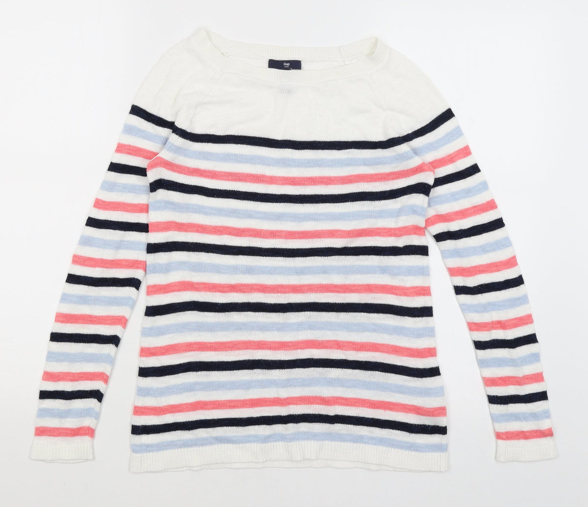 Gap Womens White Striped  Pullover Jumper Size XS