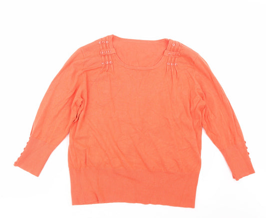 Preworn Womens Orange  Knit Pullover Jumper Size 18