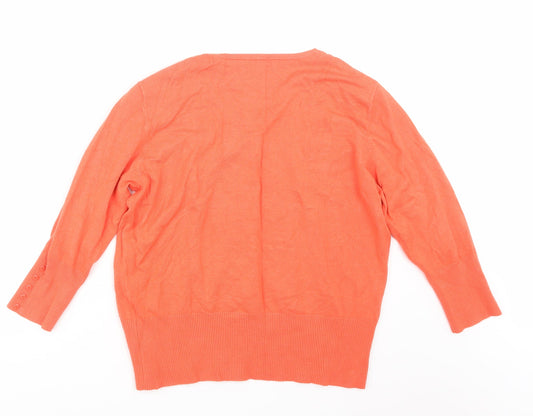 Preworn Womens Orange  Knit Pullover Jumper Size 18