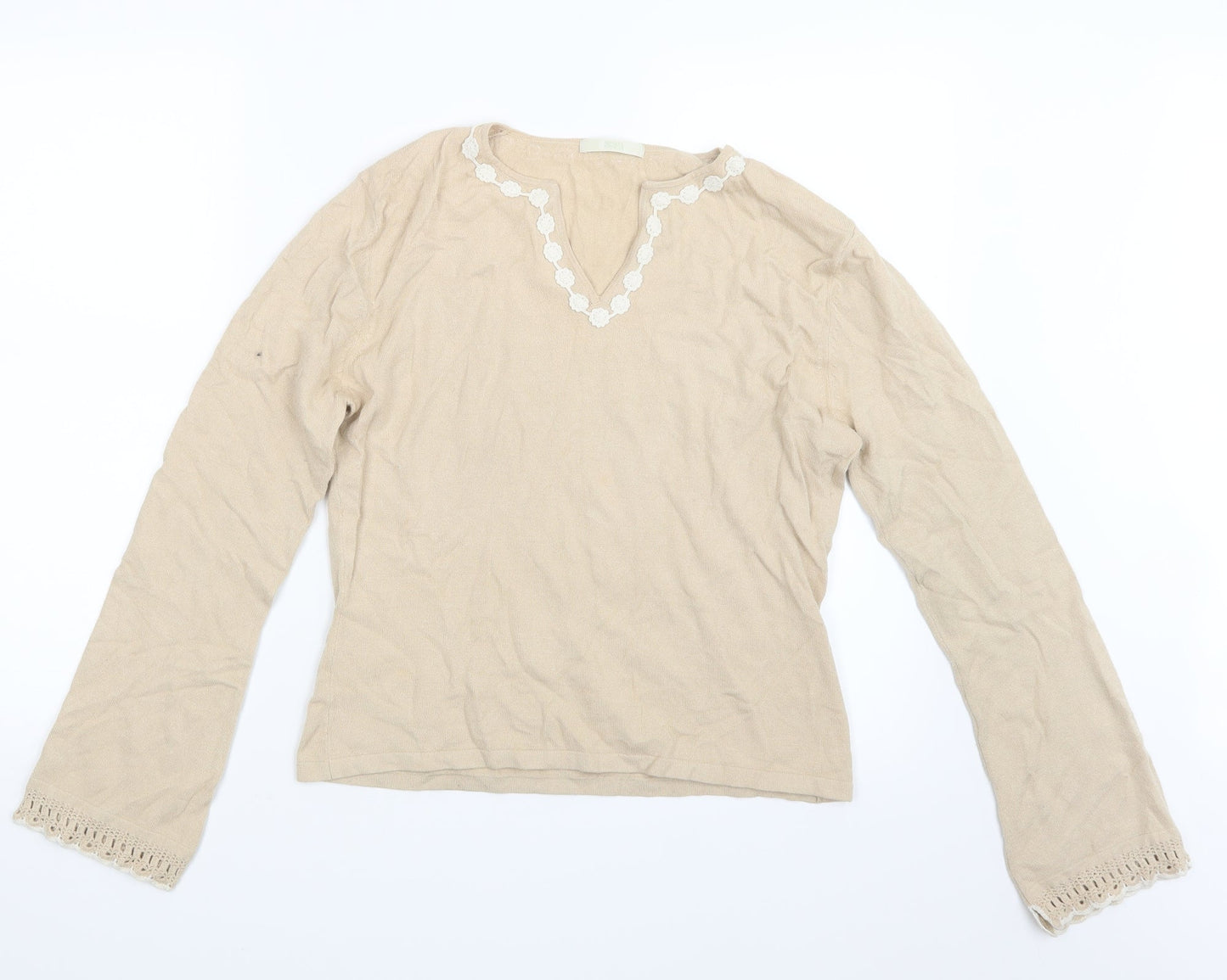 Marks and Spencer Womens Beige  Knit Pullover Jumper Size 14