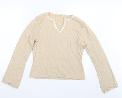 Marks and Spencer Womens Beige  Knit Pullover Jumper Size 14