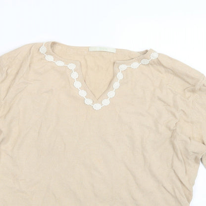 Marks and Spencer Womens Beige  Knit Pullover Jumper Size 14