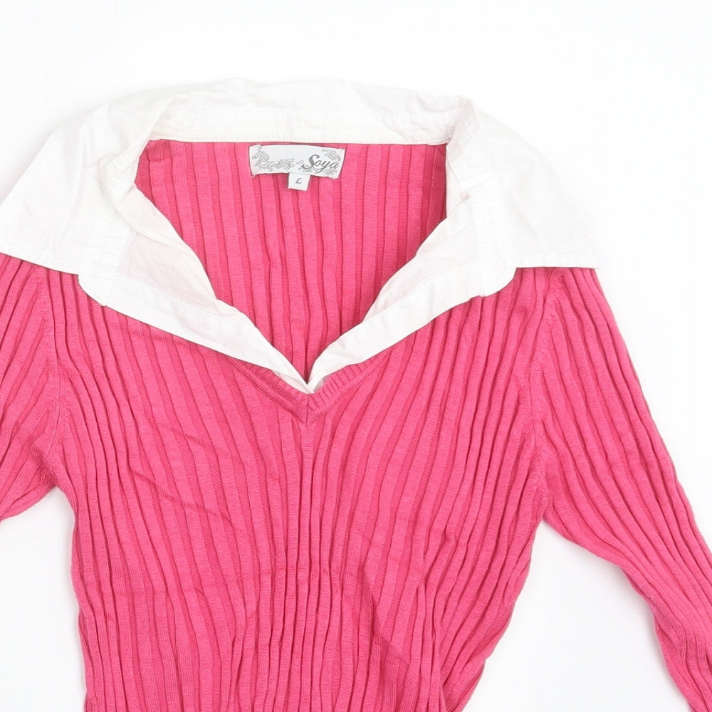 Soya Womens Pink   Pullover Jumper Size L