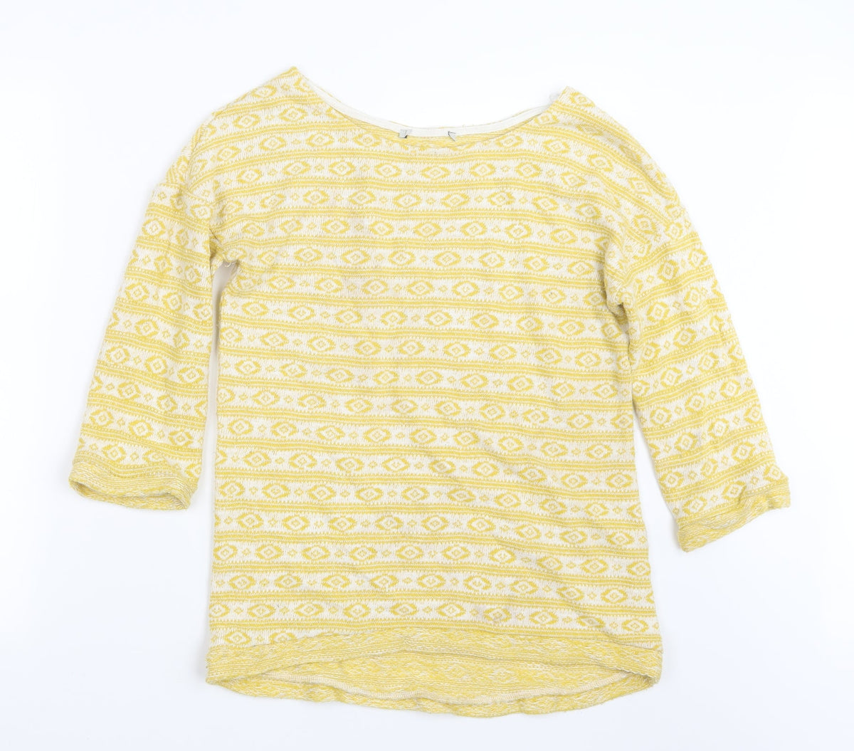 Next Womens Yellow Geometric Knit Pullover Jumper Size 8