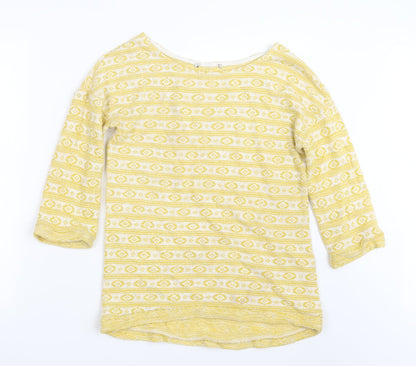 Next Womens Yellow Geometric Knit Pullover Jumper Size 8