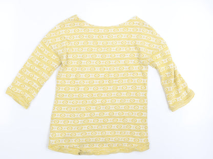 Next Womens Yellow Geometric Knit Pullover Jumper Size 8