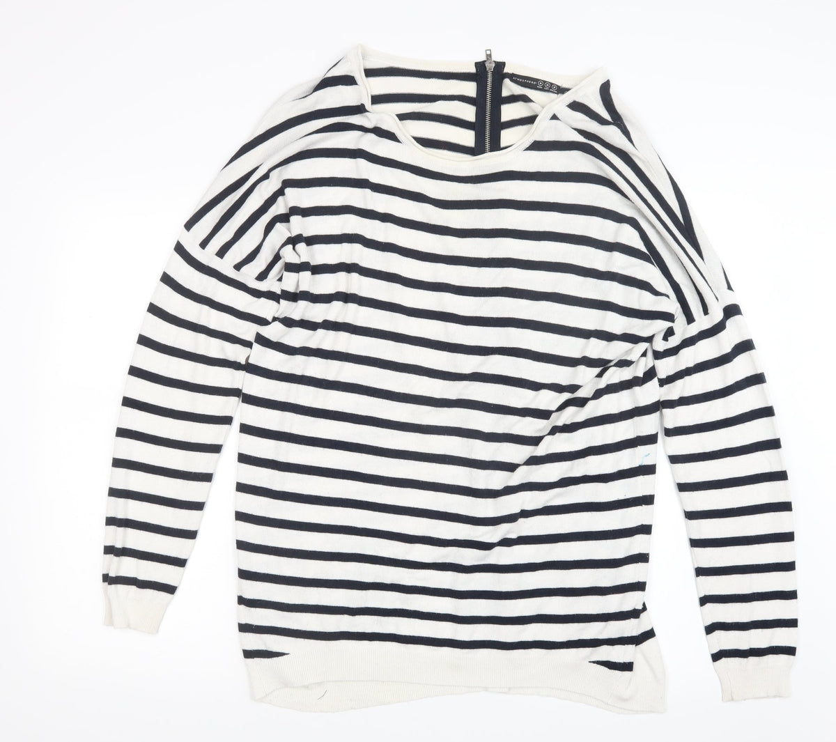 Additional front view of Atmosphere women’s blue striped knit jumper, size M