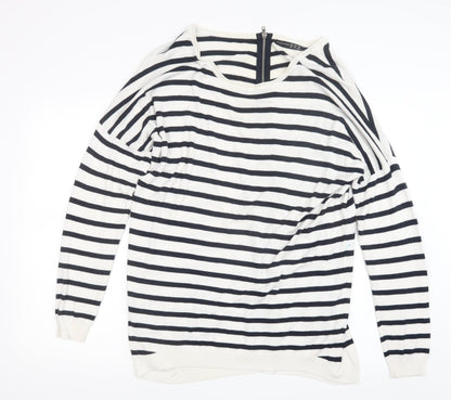 Additional front view of Atmosphere women’s blue striped knit jumper, size M