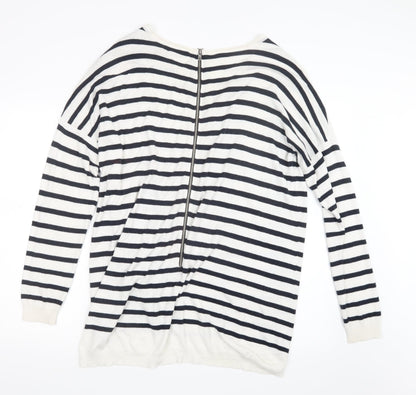 Back view of Atmosphere women’s blue striped knit jumper, size M