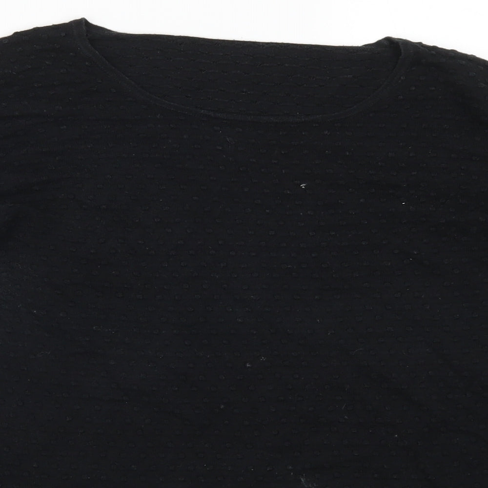 Womens UK Size L Preworn Black Basic T-Shirt