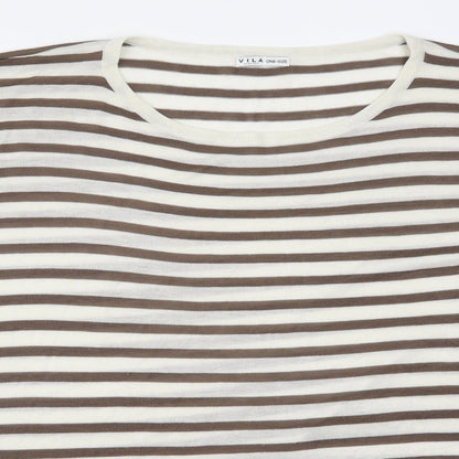 VILA Womens Beige Striped  Pullover Jumper One Size