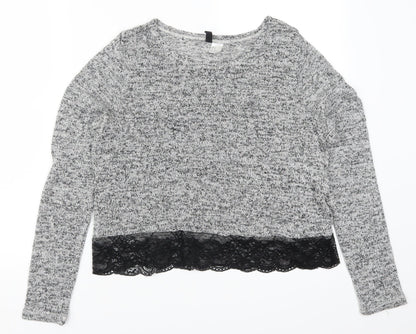Womens UK Size M H&M Grey Basic T-Shirt